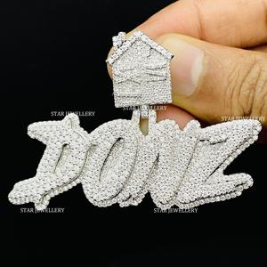 10K Gold Christian Gold Plated Iced Out Lab Grown Diamond Custom Unisex Hip Hop Round Brilliant Cut Letter <b>Pendant</b> Custom <b>Bail</b> - Product Image 2
