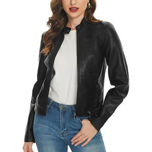 Chaqueta de Cuero Genuino para Mujer de Alta Calidad, Transpirable y Resistente al Viento, con Logotipo Personalizado, Mangas Largas, Relleno de Algodón - Product Image 2