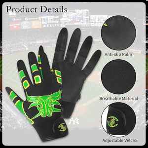 Guantes de bateo de béisbol de cuero personalizados Pro Grip, ligero y duradero para hombres, mujeres, tallas para jóvenes - Product Image 4