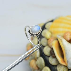 Rainbow Moonstone 925 เงินสเตอร์ลิงแหวนรูปไข่เครื่องประดับHandmade DesignerแหวนมิถุนายนBirthstoneของขวัญวันเกิด - Product Image 5