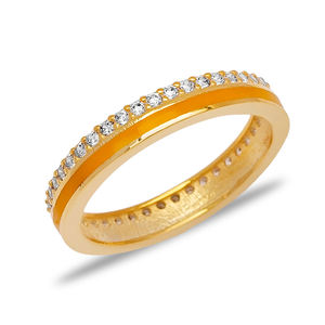 Bague en pierre de Zircon jaune moutarde, Design émaillé, fabrication artisanale turque, vente en gros, bijoux en argent Sterling 925 - Product Image 3