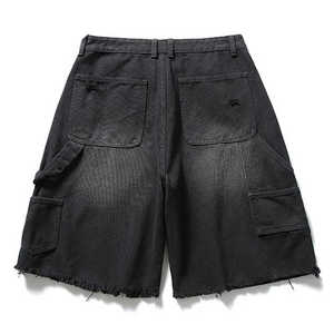 Shorts en jean décontractés pour hommes, taille mi-haute, coupe ample, 100 % polyester, motif uni, style décontracté, streetwear d'été, séchage rapide - Product Image 2