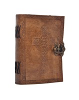 Grimoire en cuir fait main, avec croix celtique en relief, reliure spirale, carnet de notes, journal, carnet des ombres, carnet de croquis, carnet de poésie, idéal pour l'université