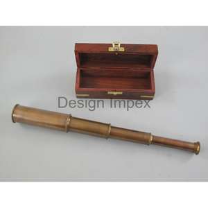 Télescope en or antique Articles de cadeaux promotionnels Boîte nautique avec logo personnalisé Télescope en laiton emballé Articles de décoration pour la maison - Product Image 4