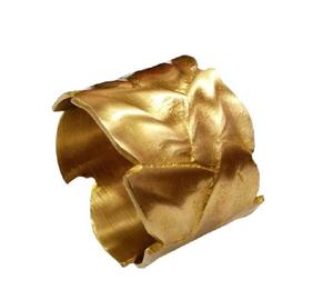 Rond de serviette de conception luxueuse et royale pour les anneaux de serviette plaqués or décoratifs en forme de feuille d'ustensiles de cuisine de restaurant d'hôtels - Product Image 4