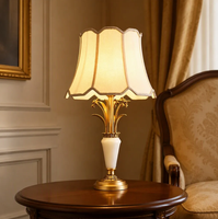 Lampe de table en laiton, cuivre massif, style moderne américain, abat-jour en tissu, pour salon, chambre, hôtel, décoration de chevet de luxe