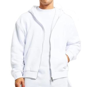 Sweat à capuche pour homme 100% Coton, coupe oversize et confortable, anti-plis, 450 g/m², épais, tricoté pour l'hiver, zippé, couleur unie, sérigraphie - Product Image 5
