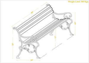 Brown Luxury Cast Iron & Wooden Garden <b>Bench</b> for Home Hotel Garden Outside Park Seating Patio <b>Bench</b> Outdoor and <b>Indoor</b> Furniture - Product Image 6