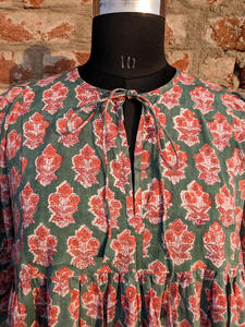 Bloc de main imprimé robe d'été | Robe en coton | Imprimé floral | Fait à la main - Product Image 3