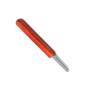 Meilleur prix acier inoxydable toilettage pour animaux de compagnie couteau à rayures chien tondeuse avec manche en bois outil de toilettage - Product Image 3