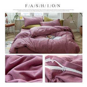 Sólido púrpura 200TC reina funda nórdica conjunto pálido malva Hotel Calidad Algodón ropa de cama hogar Hospital lavado edredón cubierta para - Product Image 6