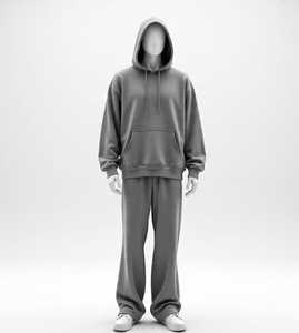 ชุดเสื้อมีฮู้ดและกางเกงวอร์มแฟชั่นสำหรับผู้ชายโอเวอร์ไซส์กางเกงขาบานแนวสตรีท500 GSM พรีเมี่ยม - Product Image 1