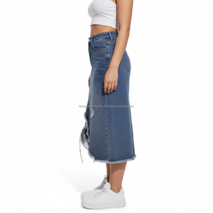 กางเกงยีนส์เอวสูงทรงเอวสูงแบบไม่สมมาตร สไตล์วินเทจสีน้ำเงิน  รุ่นใหม่ล่าสุด  สำหรับผู้หญิง  สไตล์สตรีทแวร์ลำลอง  แบบรัดรูป  รักษ์โลก  ความยาวปานกลาง - Product Image 4