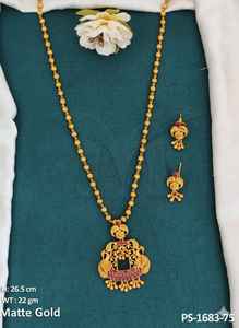 Juegos de colgantes antiguos de calidad estándar 26,5 cm y 22gm Juego de collar tradicional del sur de la India de fabricación india - Product Image 6