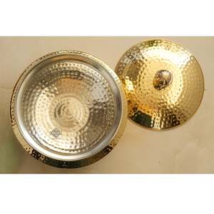 Olla de latón puro con revestimiento de estaño para sopa y caldos, utensilio de cocina y vajilla, con tapa, de Indian Art Villa. - Product Image 4