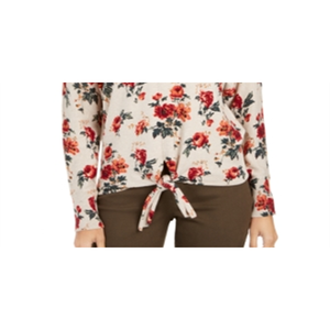 Maglione Casual da Donna Style & Co con Stampa Floreale e Laccio Frontale, Moda Autunnale, Taglia XS, Floreale Marrone con Decorazione a Lettere - Product Image 3