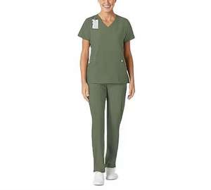 Haut d'uniforme médical en molleton 100 % coton pour femme, imprimé floqué, pour hôpital, OEM - Product Image 2