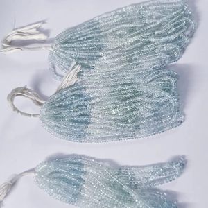 Natural Aquamarine <b>Stone</b> <b>Beads</b> Blue Gemstone Double Shaded Cut Third Party Certified Small Size 3mm/4mm for Jewelry Mehrajudin - Product Image 2