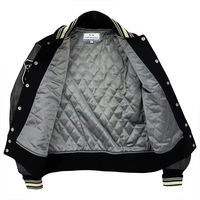 Blouson universitaire vintage décontracté en laine pour l'hiver, avec motif de lettres brodées, style simple boutonnage, poche avant, personnalisable
