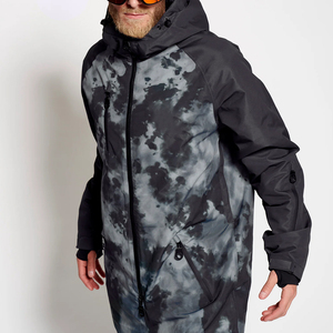 Traje de Esquí Personalizado Impermeable y Aislado de una Pieza, Chaqueta Azul con Capucha, Diseño de Paneles, Pantalones de Snowboard Resistentes al Viento, Mono para Traje de Esquí - Product Image 4