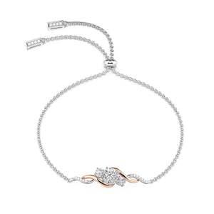 Pulsera de tenis Jeulia Amore elegante de dos tonos con tres piedras - Product Image 2