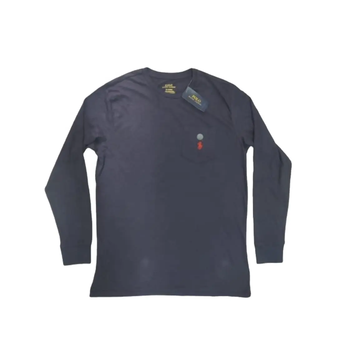 Merk Mans Pocket Stijl Lange Mouw T-Shirt Label Polo Ralph Lauren (Klaar Voorraad)