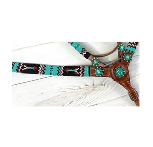 Vente chaude Marron Premium Qualité Cuir Cheval Headstall & Collier De Poitrine Tack Set avec Design Géométrique Accessoires D'équitation - Product Image 3