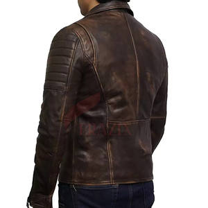 Gran oferta 2025, chaqueta de cuero desgastado para hombre genuino, chaqueta de invierno ajustada para hombre, chaqueta de cuero desgastado personalizada para hombre - Product Image 6