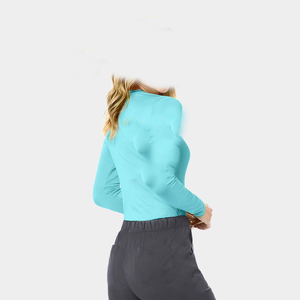 Hauts de blouse médicale unisexe à manches longues en tricot 100% coton, respirants et confortables, vente en gros - Product Image 2