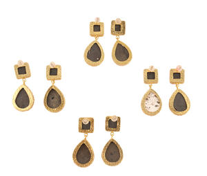 Boucles d'oreilles carrées en forme de poire, Double pierre naturelle, sucre aquatique, Druzy, clou plaqué or, boucles d'oreilles pendantes, cadeau pour elle - Product Image 6