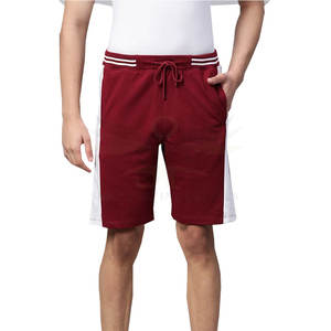 Pantalones cortos para hombre 100% algodón al por mayor, cómodos, cintura elástica, patrón sólido, estilo callejero, teñido liso - Product Image 1