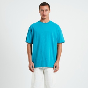 T-shirt personnalisé 100 % coton épais, uni, coupe oversize, pour homme, style streetwear décontracté, épaules tombantes - Product Image 1