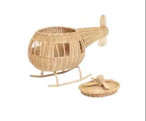 Prix de gros Nouveau arrivé Hélicoptère Rotin Jouet Panier Naturel Fabriqué À La Main Rotin Panier Enfant Jouet Décoration Jouet - Product Image 1