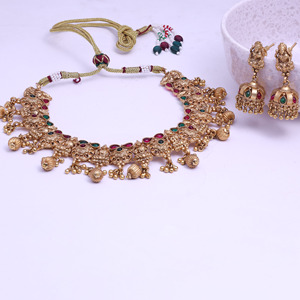 ชุดเครื่องประดับอินเดียโบราณสร้อยคอแฟชั่นสำหรับวัดใต้ของอินเดียงานแต่งงานเครื่องประดับเลียนแบบนิกายออร์โธดอกซ์ส่งออก - Product Image 2