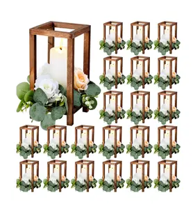 24 Stück Hochzeits laternen Herzstück Holz laterne Rustikale Holz kerzenhalter für Tisch dekoration Dekorative Bauernhaus kerze