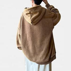 เสื้อฮู้ดดี้ผู้หญิงสไตล์ใหม่สำหรับฤดูใบไม้ร่วงและฤดูหนาว ทรงโอเวอร์ไซส์ ผ้าฝ้าย 100% ถักทอ มีฮู้ด ปักตรา ด้านข้างผ่าข้าง รับสกรีนลายตามสั่ง - Product Image 4