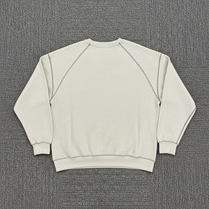 Sweat-shirt molletonné 100 % coton épais, coupe oversize, hiver, décontracté, épaules tombantes, fermeture éclair, logo personnalisé appliqué, surpiqûres contrastées, uni - Product Image 2