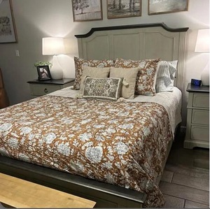 Edredón Kantha Tan Kantha Block Print Indian Home and Hotel Use Colcha de invierno Tamaño Queen y King - Product Image 2