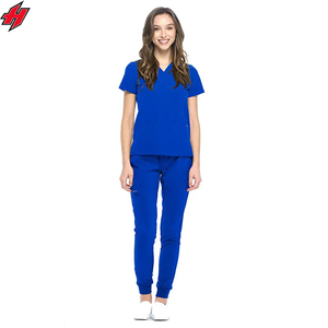 Traje de enfermera de LICRA impermeable tejido con diseño impreso para mujer, conjuntos de enfermería elásticos de punto, uniformes de Hospital médico - Product Image 1