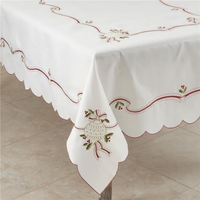 Nappe ronde en coton brodé, motif uni moderne, imperméable, personnalisable, décoration d'intérieur, faite à la main, lavable