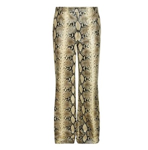 Pantalones de Cuero con Estampado de Textura de Piel de Serpiente para Mujer, Corte Recto y Acampanado, para Invierno, Ropa de Fiesta, Sexy - Product Image 1