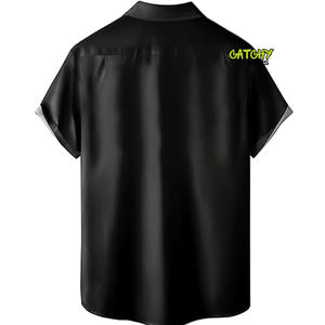 Camisa Hawaiana de rayón de poliéster con estampado digital abotonada y cuello personalizado para hombre - Product Image 5