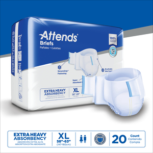 Attends Brief Extra Heavy Absorbency XL. Sac 20. Couches absorbantes pour adultes anti-odeurs (taille : 58"-63") - Product Image 6