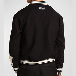 Chaqueta de béisbol de estilo callejero de invierno para hombre, cómoda, sólida, cálida, de lona de lana, cortavientos de algodón 100% para uso en exteriores - Product Image 2