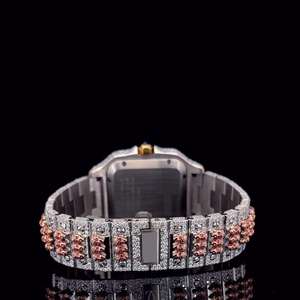 นาฬิกาสแตนเลสสตีลสองโทนสีสุดเย็นสำหรับผู้ชายพร้อมนาฬิกาเพชรโมอิสซาไนต์หน้าปัดอนาล็อกทรงสี่เหลี่ยม - Product Image 2