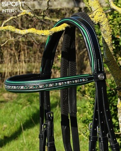Vente en gros de bride de cheval professionnelle en cuir noir équipement d'équitation licou avec pour chasseur de tuyauterie Western - Product Image 6