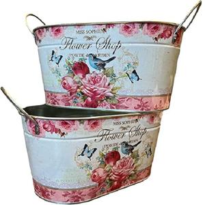 MS INC pot de fleurs en métal jardinière en zinc-pot de plantes-décoration de jardin intérieur et extérieur avec ensemble de 2 - Product Image 5