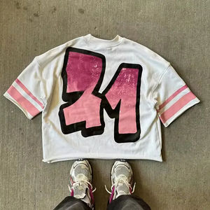 Trade Mfg T-shirt pour hommes personnalisé 100% coton tissu tricoté coupe ample et petit cou T-shirt personnalisé en polyester à la mode - Product Image 2