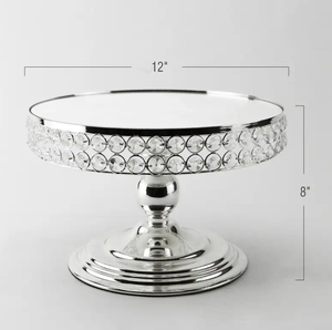 AK ที่วางเค้กโลหะทรงกลมทำจากทองเหลืองพร้อมแท่นวางเค้กตกแต่งด้วยนิกเกิลในคริสตัลสำหรับงานเลี้ยงวันเกิดของตกแต่งคาเฟ่ปาร์ตี้ - Product Image 3