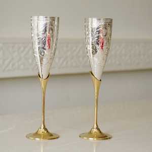 Premium Brass <b>Wine</b> Glasses with Velvet Storage Box Elegant Handmade <b>Wine</b> Goblet <b>Set</b> for Wedding <b>Gift</b> Home Decor and Fine Dining - Product Image 3